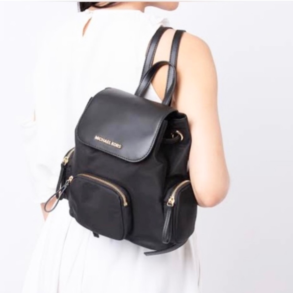 Micheal MK Abbey L Cargo Nylon Backpack Black FLAWED